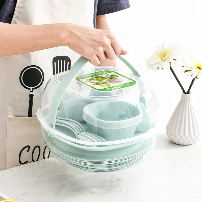 Camping Cooking Dining Set - Set Peralatan Makan Plastik Portabel untuk